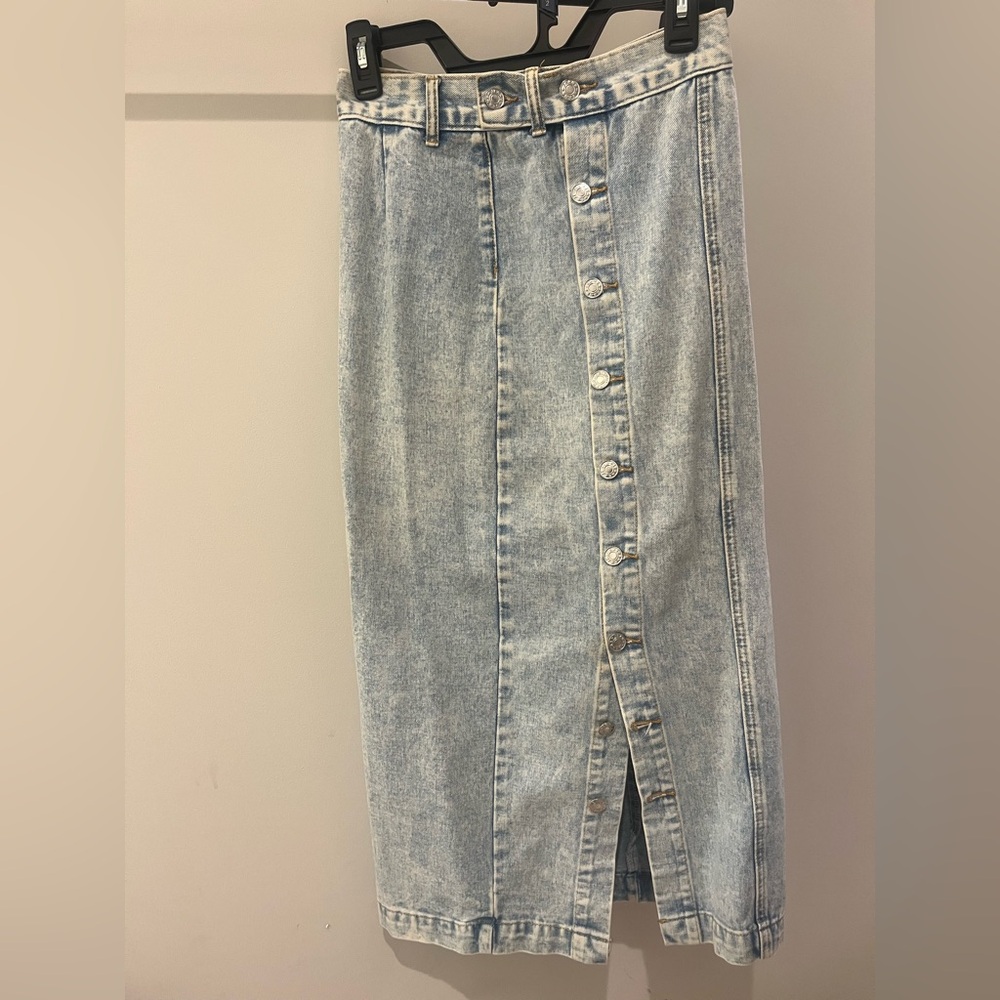 Denim Button-Down Maxi Skirt